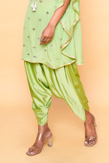 Buy Sajeda A Lehry Green Silk, Crepe Tassels Keyhole Neck Hand Embroidered Pista Kaftan Set Online at Aza Fashions Buy_Sajeda A Lehry_Green Silk, Crepe Tassels Keyhole Neck Hand Embroidered Pista Kaftan Set _Online_at_Aza_Fashions
