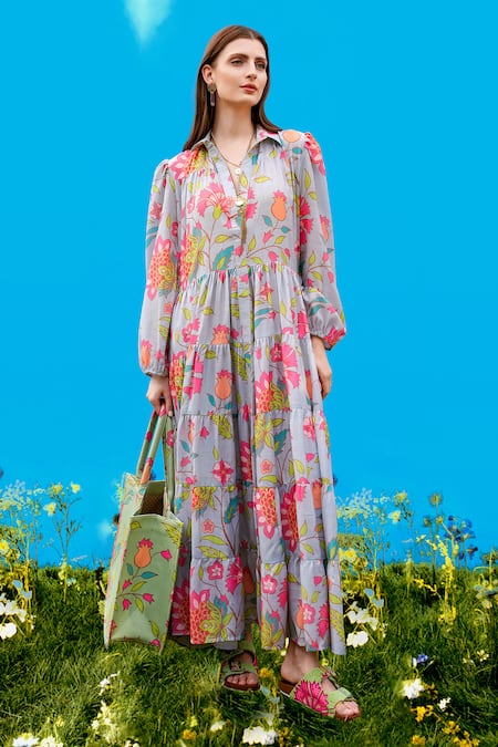 Sajeda A Lehry Hand Embroidered Digital Print Dress 