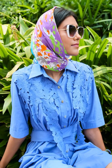 Buy Studio Moda India Blue Cotton Applique Collared Kanikkonna Wrap Jumpsuit Online at Aza Fashions Buy_Studio Moda India_Blue Cotton Applique Collared Kanikkonna Wrap Jumpsuit _Online_at_Aza_Fashions