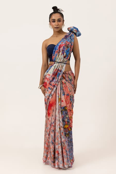 UNALLUME by Nisha Pop Marble Silk Saree 