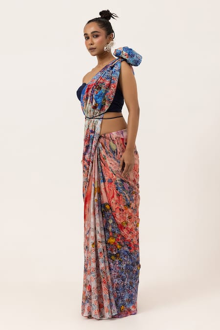 Unallume By Nisha Pop Marble Silk Saree 