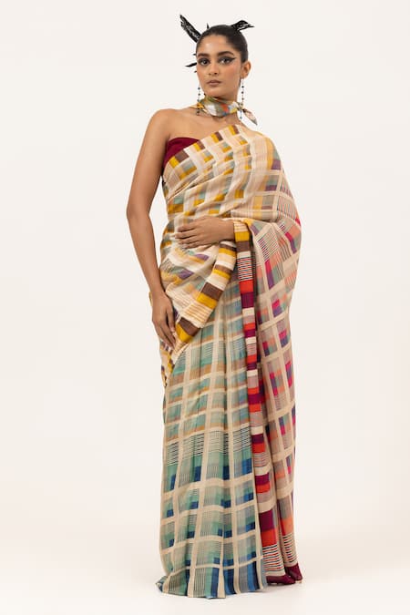UNALLUME by Nisha Modern Mosaic Silk Saree 