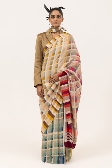 Unallume By Nisha Modern Mosaic Silk Saree 