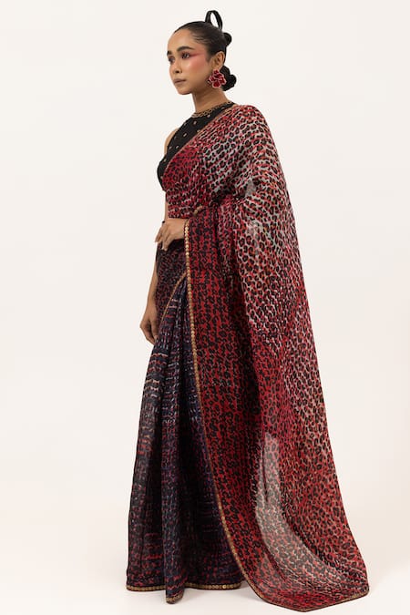 Unallume By Nisha Leopard Luxe Silk Saree Set 