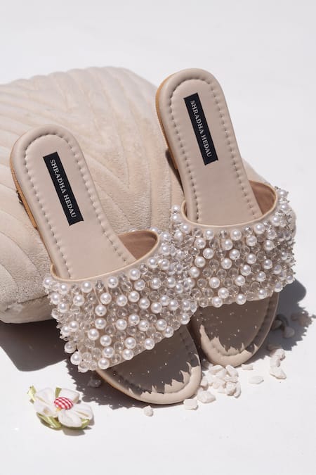 Shradha Hedau Footwear Couture Beige Callie Beaded Flats