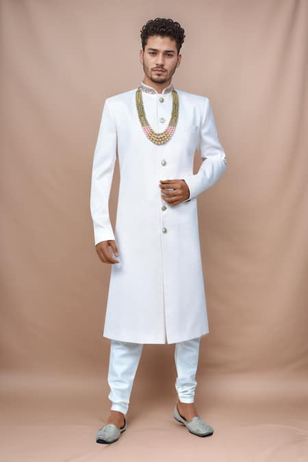 Samyukta Singhania Flower Embroidered Collar Sherwani Set 