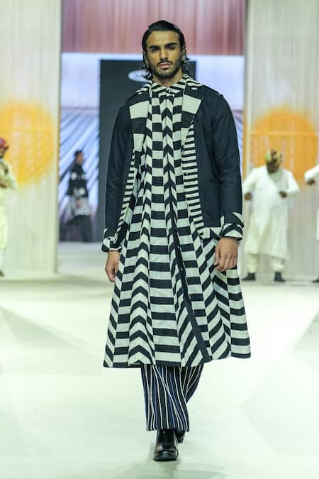 KA-Sha Black & White Striped Pant 