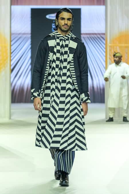 KA-Sha Black & White Striped Pant 