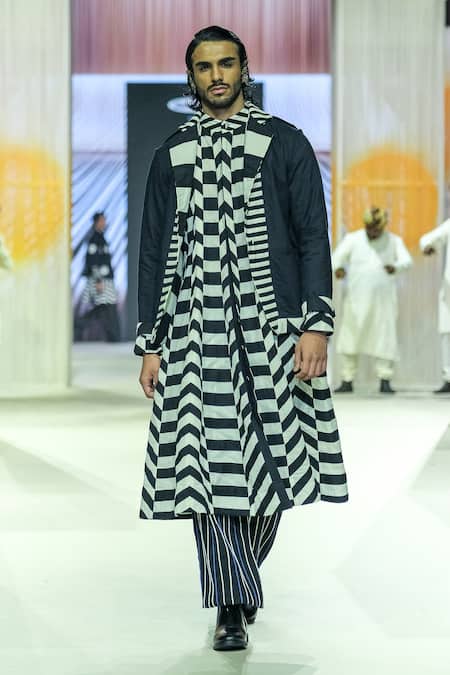 KA-Sha Black & White Handspun Cotton Jacket 