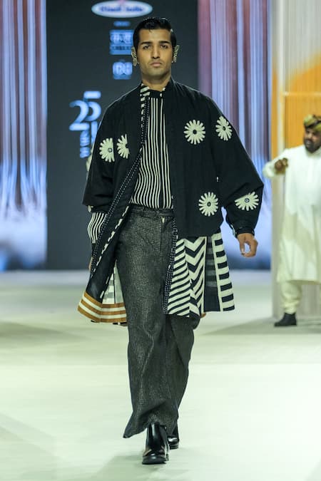 KA-Sha Black & White Handspun Cotton Jacket 