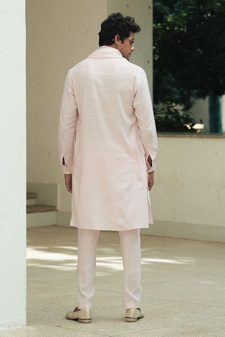 Pooja Bagaria Pastel Pink Cotton Linen Kurta Set 