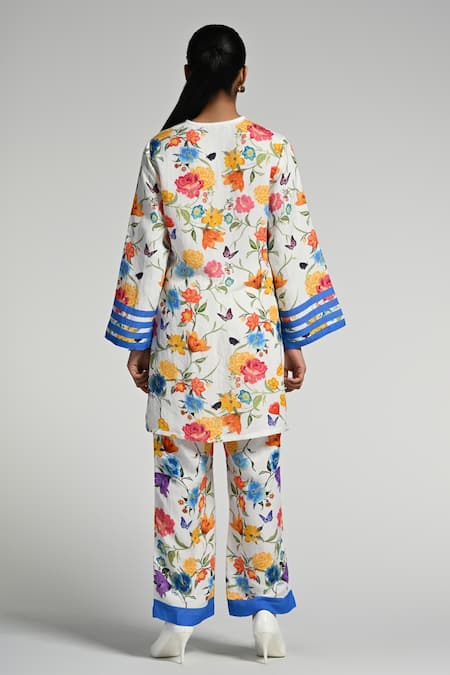 Taroob Floral Print Linen Kurta Set 