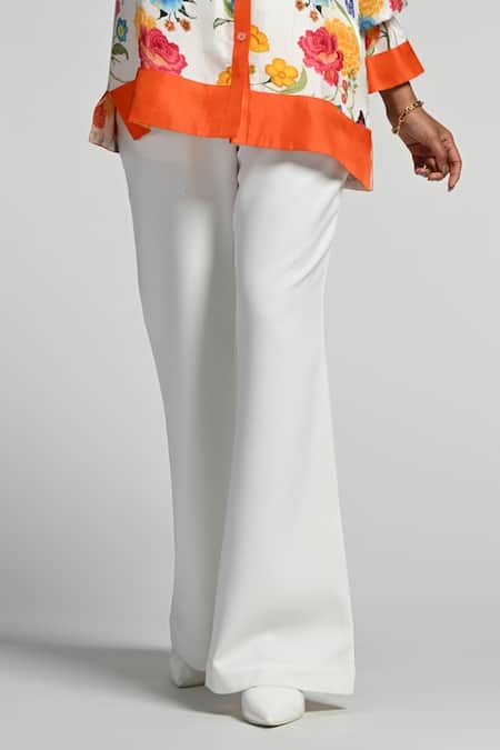 Taroob_Multi Color Silk, Modal, Satin Embroidery Mandarin Papillion Garden Shirt_Online_at_Aza_Fashions