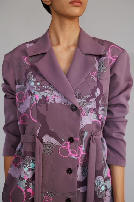Shop_Anurag Gupta_Purple Crepe, Brocade Mauve Map Coat Set _Online_at_Aza_Fashions