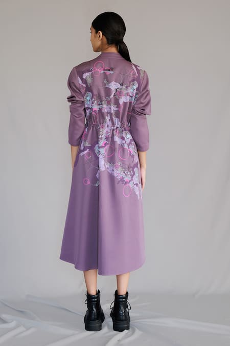 Shop Anurag Gupta Purple Crepe High Neck Mauve Map Long Dress at Aza Fashions Shop_Anurag Gupta_Purple Crepe High Neck Mauve Map Long Dress _at_Aza_Fashions