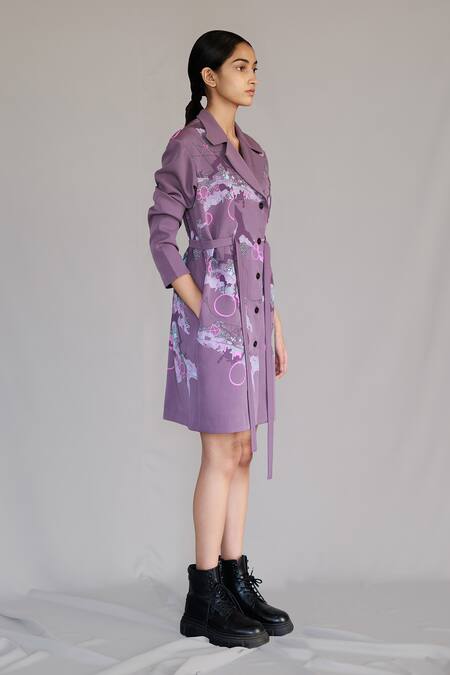 Anurag Gupta Purple Collared Mauve Map Coat Dress Online at Aza Fashions Anurag Gupta_Purple Collared Mauve Map Coat Dress _Online_at_Aza_Fashions