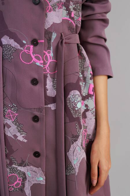 Buy Anurag Gupta Purple Collared Mauve Map Coat Dress Online at Aza Fashions Buy_Anurag Gupta_Purple Collared Mauve Map Coat Dress _Online_at_Aza_Fashions
