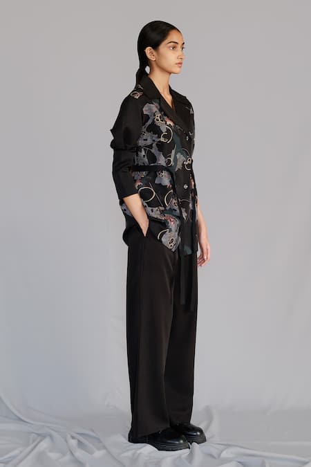 Shop Anurag Gupta Black Crepe, Brocade Map Coat Set Online at Aza Fashions Shop_Anurag Gupta_Black Crepe, Brocade Map Coat Set _Online_at_Aza_Fashions