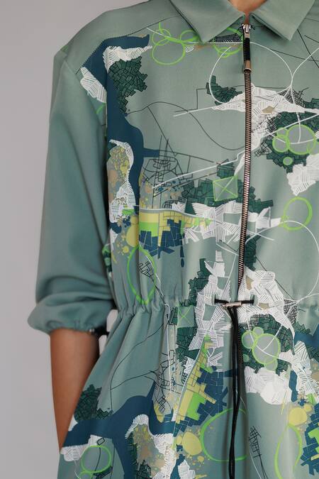 Shop Anurag Gupta Gray Crepe Collared Grey Map Short Dress Online at Aza Fashions Shop_Anurag Gupta_Gray Crepe Collared Grey Map Short Dress _Online_at_Aza_Fashions