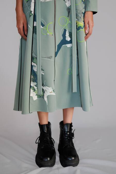 Buy Anurag Gupta Gray Crepe Round Neck Map Print Designer Dress Online at Aza Fashions Buy_Anurag Gupta_Gray Crepe Round Neck Map Print Designer Dress _Online_at_Aza_Fashions