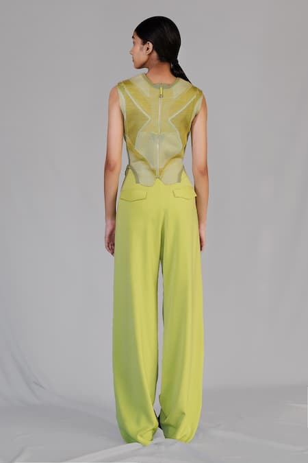 Anurag Gupta Lime Pleated Pants 
