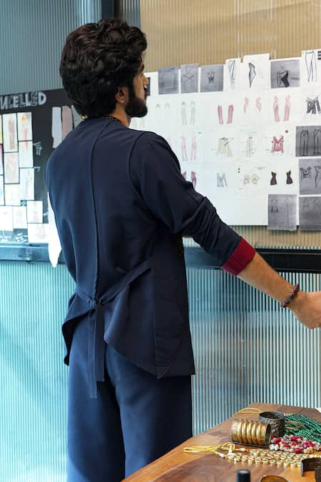 Jatin Malik Midnight Blue Designer Nighttime Set 