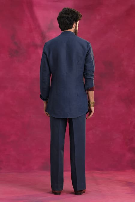 Jatin Malik Midnight Blue Shirt Kurta Set 