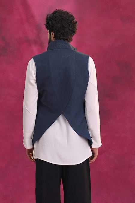 Jatin Malik Midnight Blue Ripple Set 