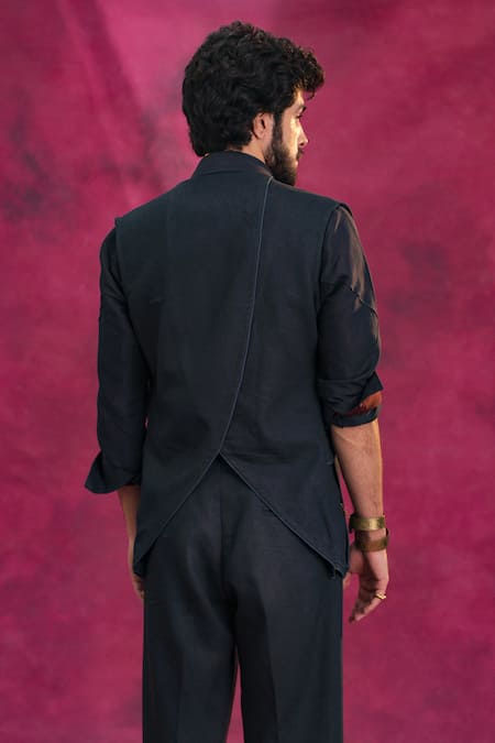 Jatin Malik Charcoal Grey Designer River Grey Set 