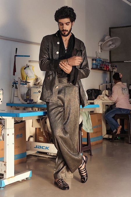 Jatin Malik Metallic Brown Designer Set 