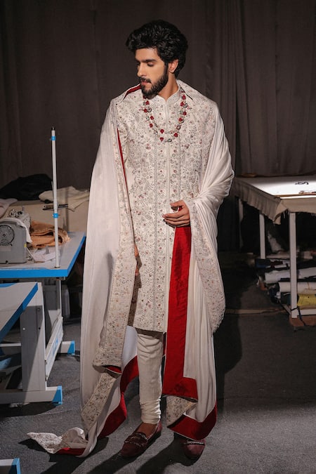 Jatin Malik Imperial White Sherwani Set 