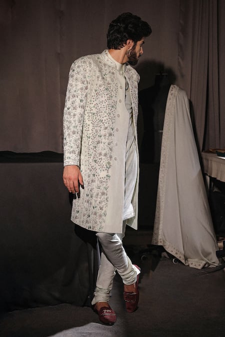 Jatin Malik Floral Print Sherwani Set 