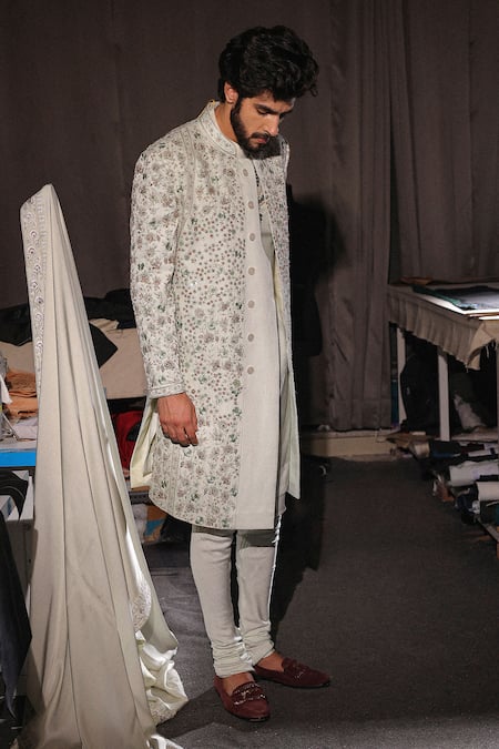 Jatin Malik Floral Print Sherwani Set 