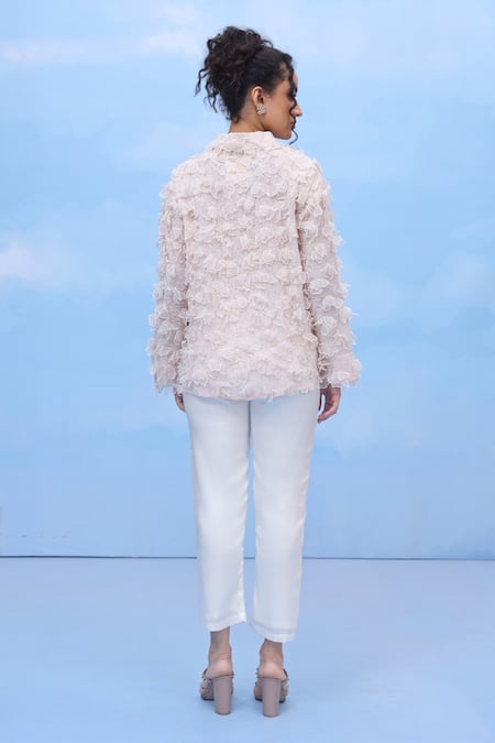 Couché By Anandini 3D Blush Petal Silk Crepe Shirt 