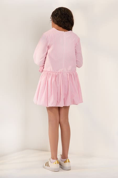 Pnk Isha Arora (Pink) Sugar Stripe Long Sleeve Dress 