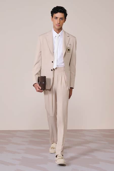 S & N By Shantnu Nikhil Ecru Slim Fit Designer Jacket 