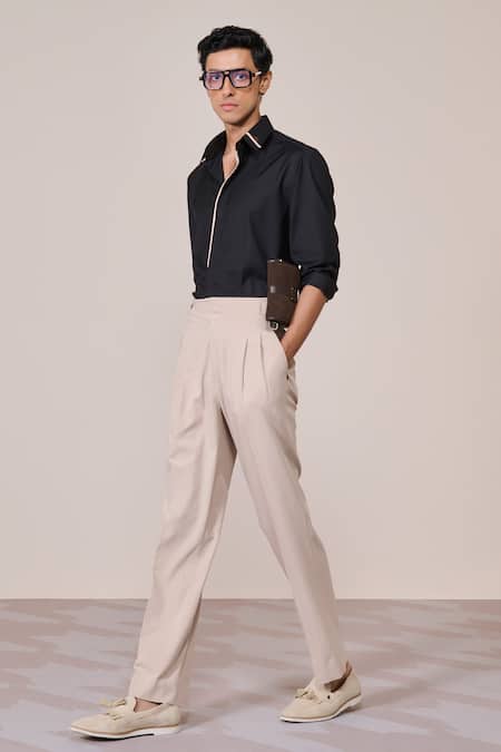 S&N By Shantnu Nikhil_Black Rayon Slim Fit Designer Shirt_Online_at_Aza_Fashions