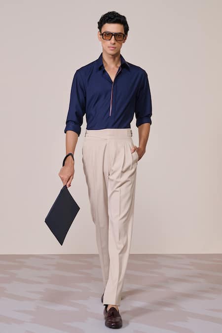 S&N By Shantnu Nikhil Navy Rayon Slim Fit Designer Shirt 
