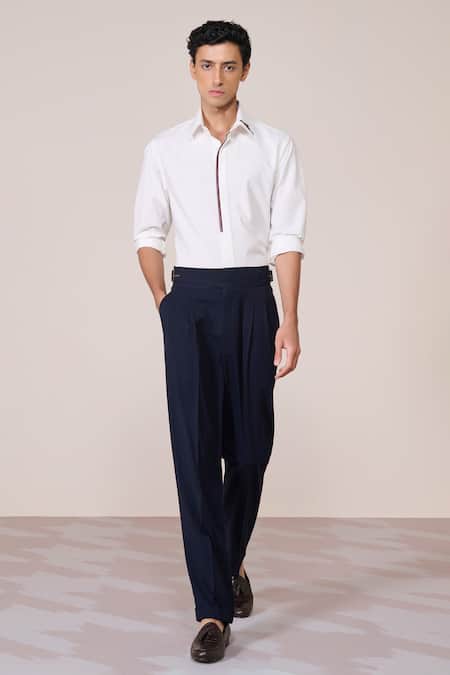 S&N By Shantnu Nikhil Off White Rayon Embroidery Slim Fit Designer Shirt 