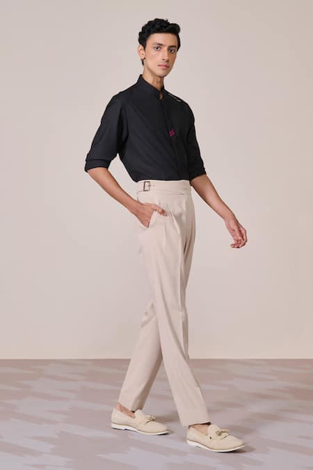 Buy_S&N By Shantnu Nikhil_Black Rayon Designer Slim Fit Shirt_Online_at_Aza_Fashions