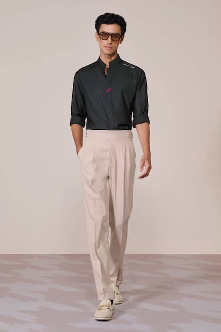S&N By Shantnu Nikhil Green Rayon Military Slim Fit Designer Shirt 