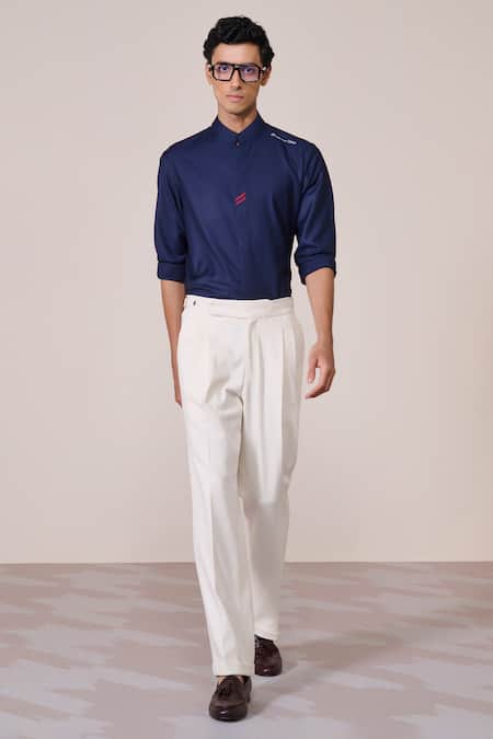 S&N by Shantnu Nikhil Navy Slim Fit Designer Shirt 
