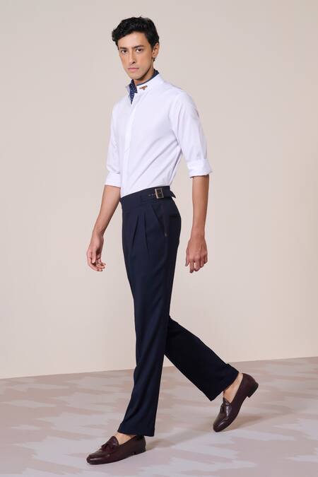 S&N By Shantnu Nikhil_Off White Cotton Designer Slim Fit Shirt_Online_at_Aza_Fashions