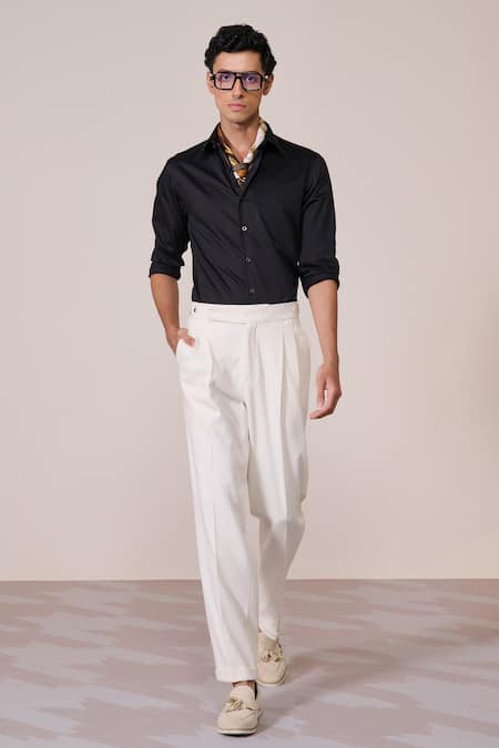 S&N by Shantnu Nikhil Black Slim Fit Designer Shirt 