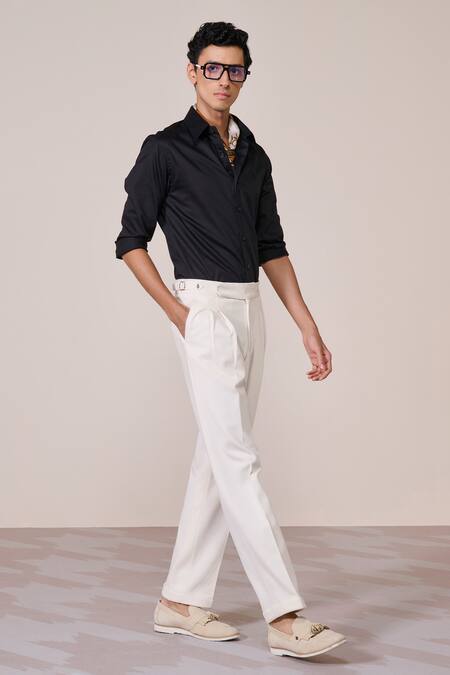 Buy_S&N By Shantnu Nikhil_Black Cotton Embroidery Slim Fit Designer Shirt_Online_at_Aza_Fashions