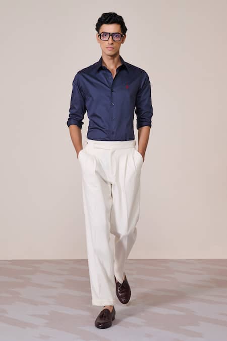 S&N by Shantnu Nikhil Navy Slim Fit Designer Shirt 