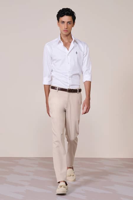 S&N by Shantnu Nikhil White Designer Slim Fit Shirt 