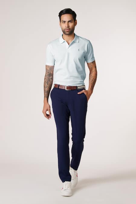 S&N by Shantnu Nikhil Light Blue Slim Fit Designer T-Shirt 