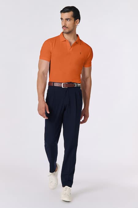 S&N by Shantnu Nikhil Orange Slim Fit Designer T-Shirt 
