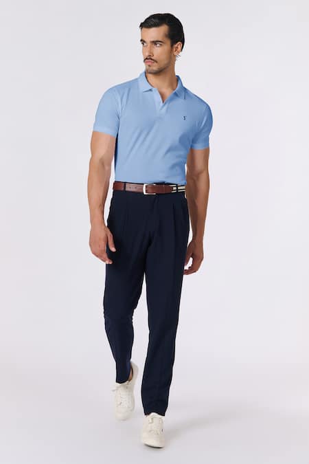 S&N by Shantnu Nikhil Slate Blue Slim Fit T-Shirt 